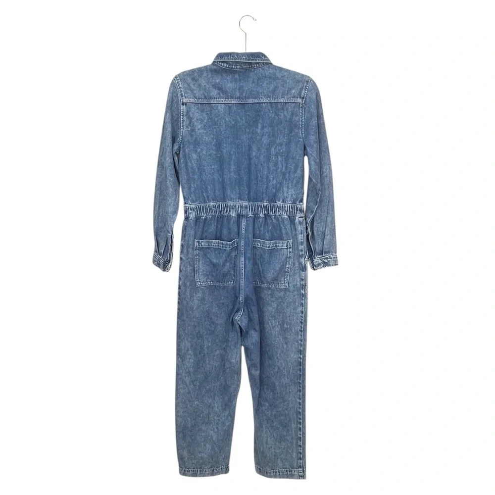 H&M Denim Boiler Jumpsuit Size 6 Sleeve Zip-Up Coveralls Blue Jeans Long New NWT